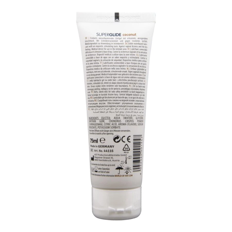 HOT - SUPERGLIDE LUBRIFIANT COMESTIBLE À BASE D'EAU ET DE NOIX DE COCO 75 ML